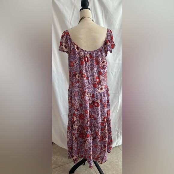 Knox Rose Maxi Dress Purple Haze Floral Short Flutter Sleeve Pockets Flowy Sz XL - Picture 4 of 8
